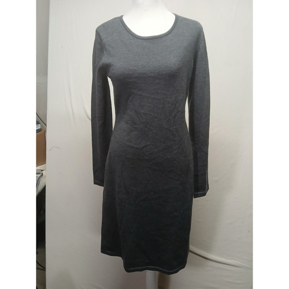 Garnet Hill Sweaters - Garnet Hill Small Wool Sweater Dress Womens Gray Knit Long Sleeve Crew